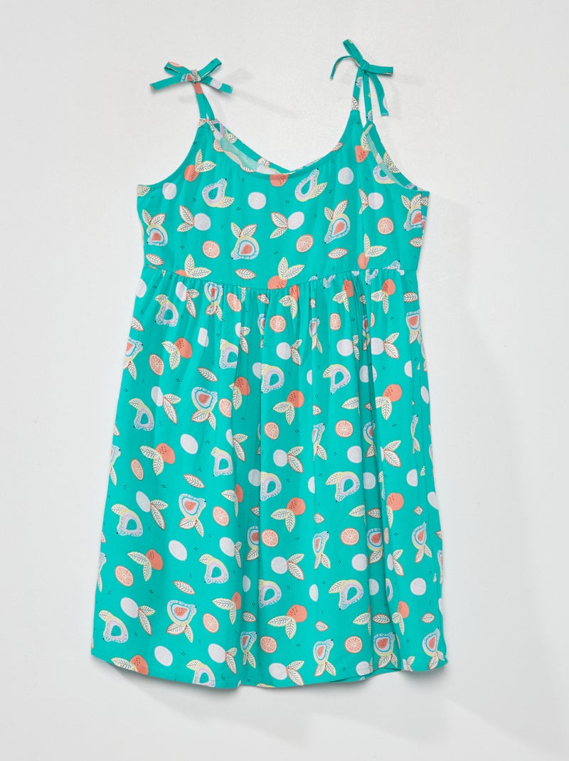 Vestido fluido com estampado VERDE - Kiabi