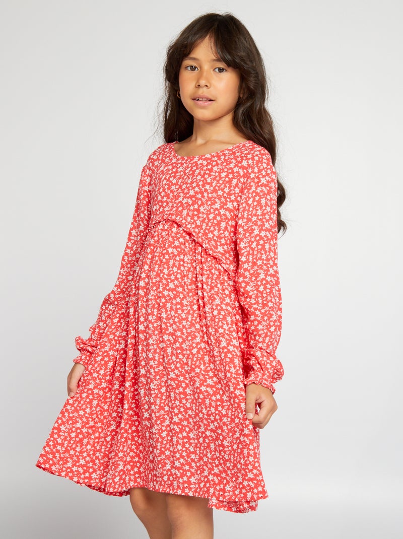 Vestido fluido com estampado VERMELHO - Kiabi