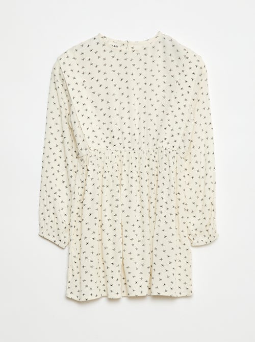 Vestido fluido com flores em malha crepe - Kiabi