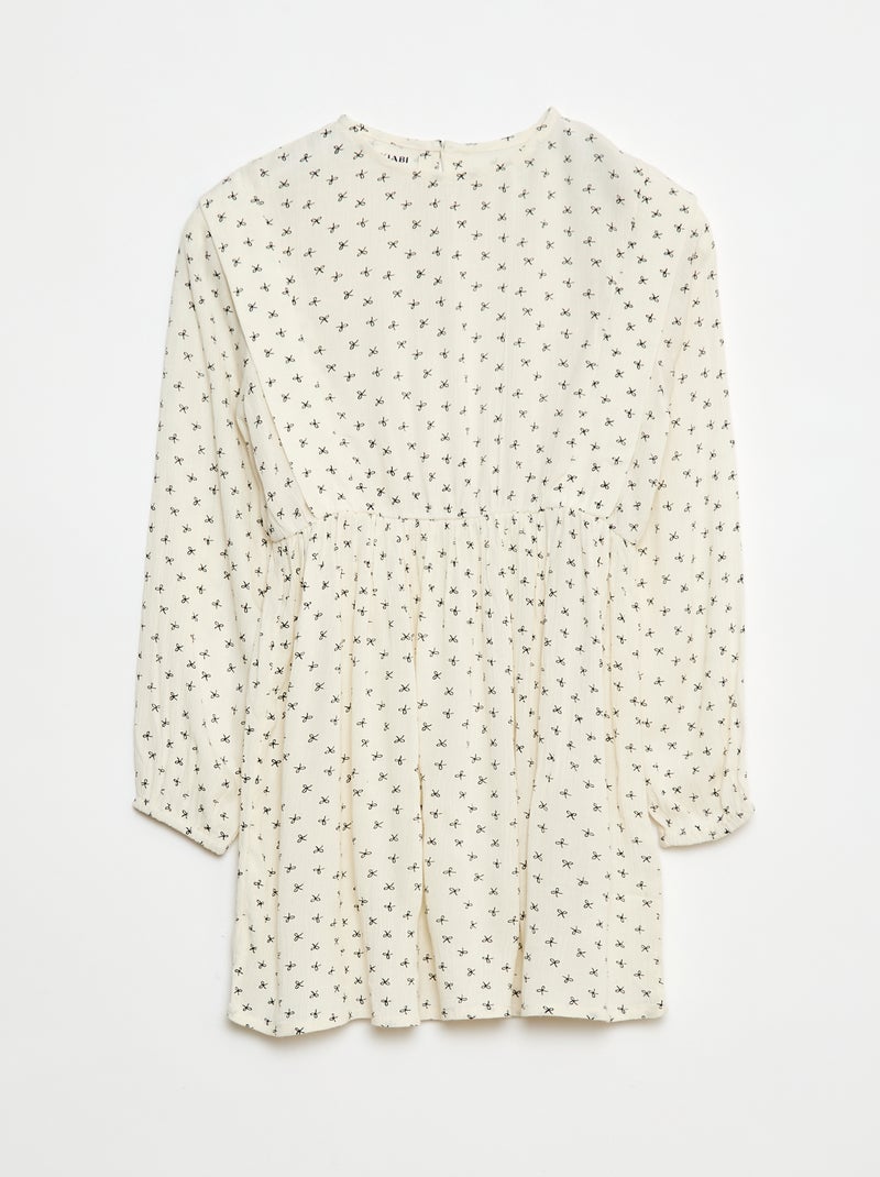 Vestido fluido com flores em malha crepe Bege - Kiabi