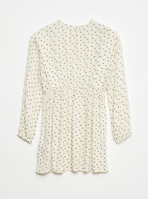 Vestido fluido com flores em malha crepe - Kiabi