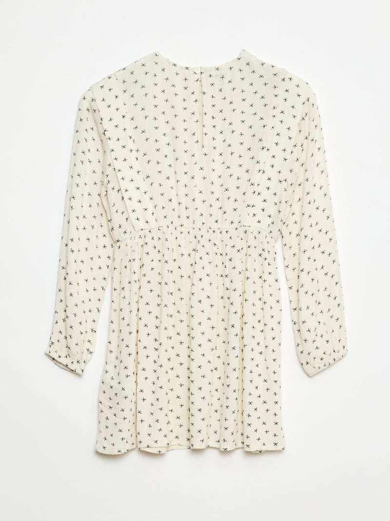 Vestido fluido com flores em malha crepe Bege - Kiabi