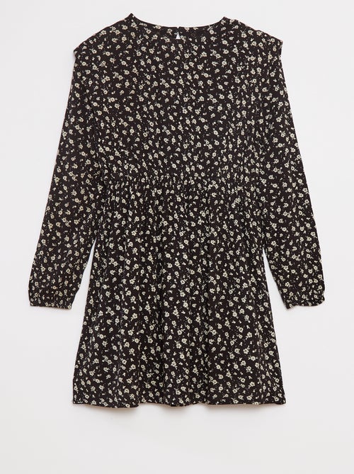 Vestido fluido com flores em malha crepe - Kiabi
