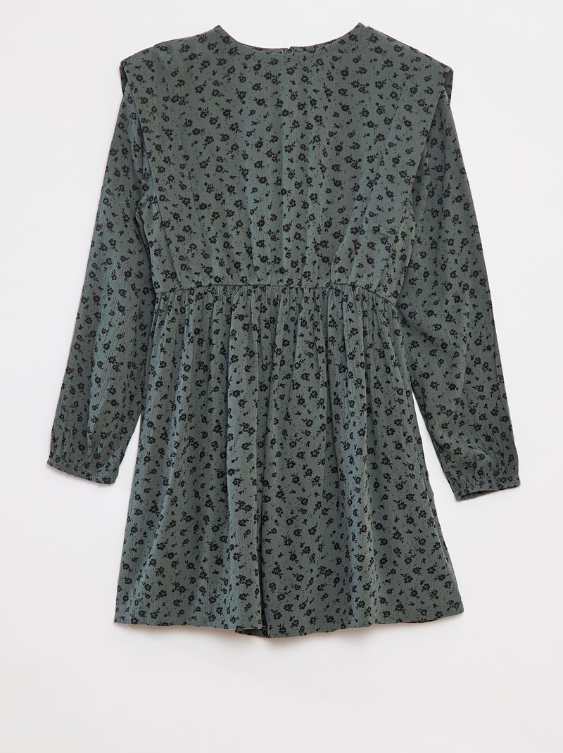 Vestido fluido com flores em malha crepe Verde - Kiabi