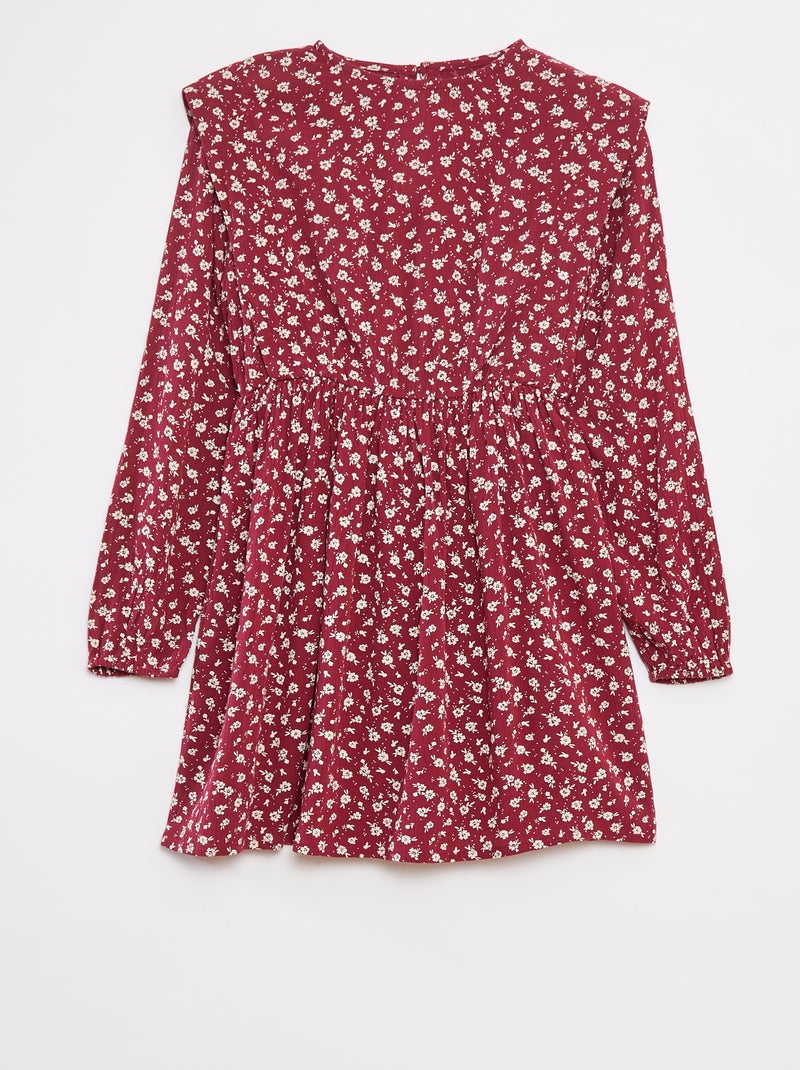 Vestido fluido com flores em malha crepe Vermelho - Kiabi