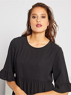 Vestido fluido com folhos - Kiabi