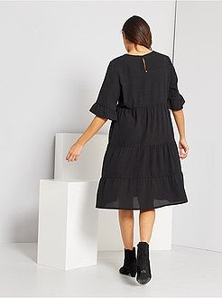 Vestido fluido com folhos - Kiabi