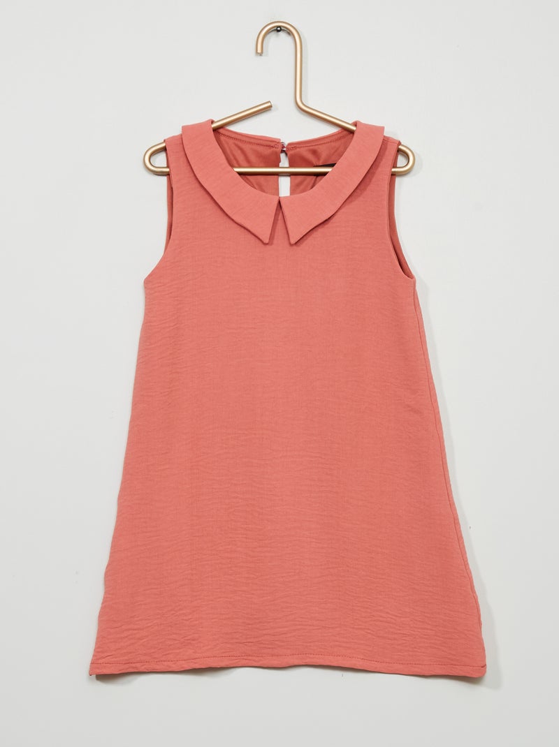 Vestido fluido com gola Claudine Rosa Velho - Kiabi