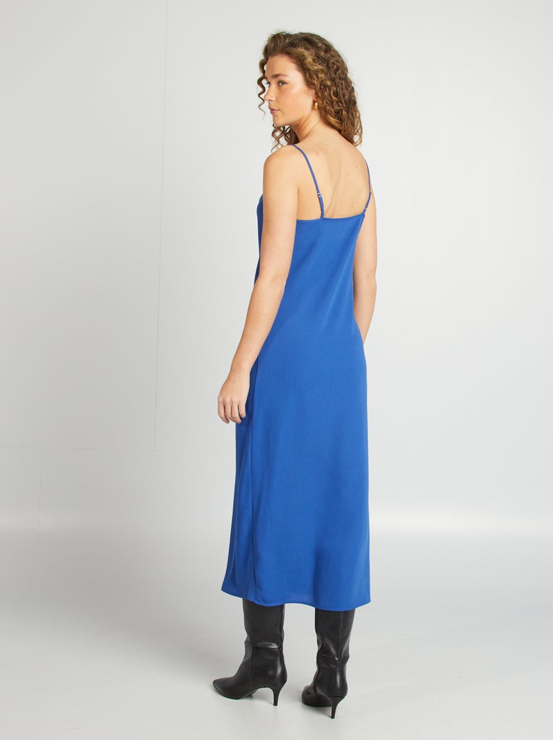 Vestido fluido com gola drapeada AZUL - Kiabi