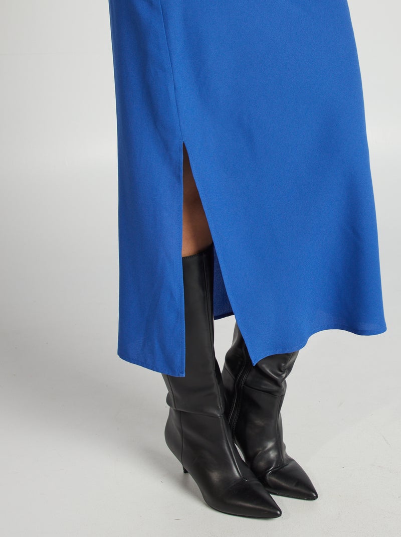 Vestido fluido com gola drapeada AZUL - Kiabi