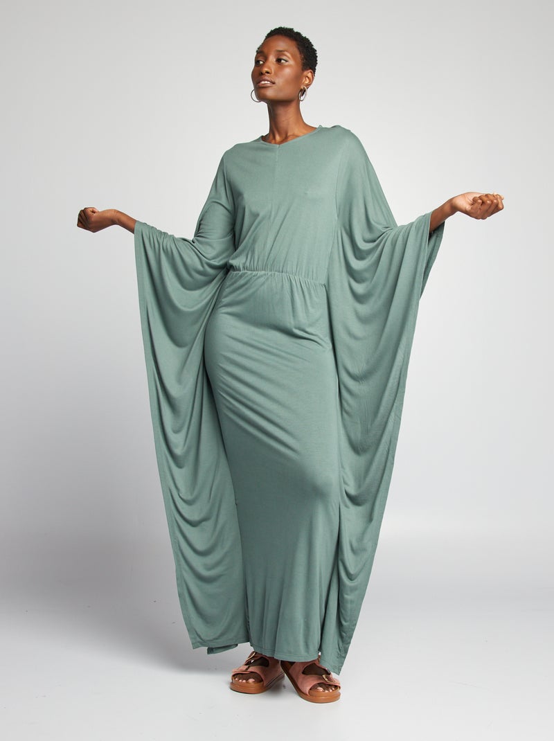 Vestido fluido com mangas borboleta VERDE - Kiabi