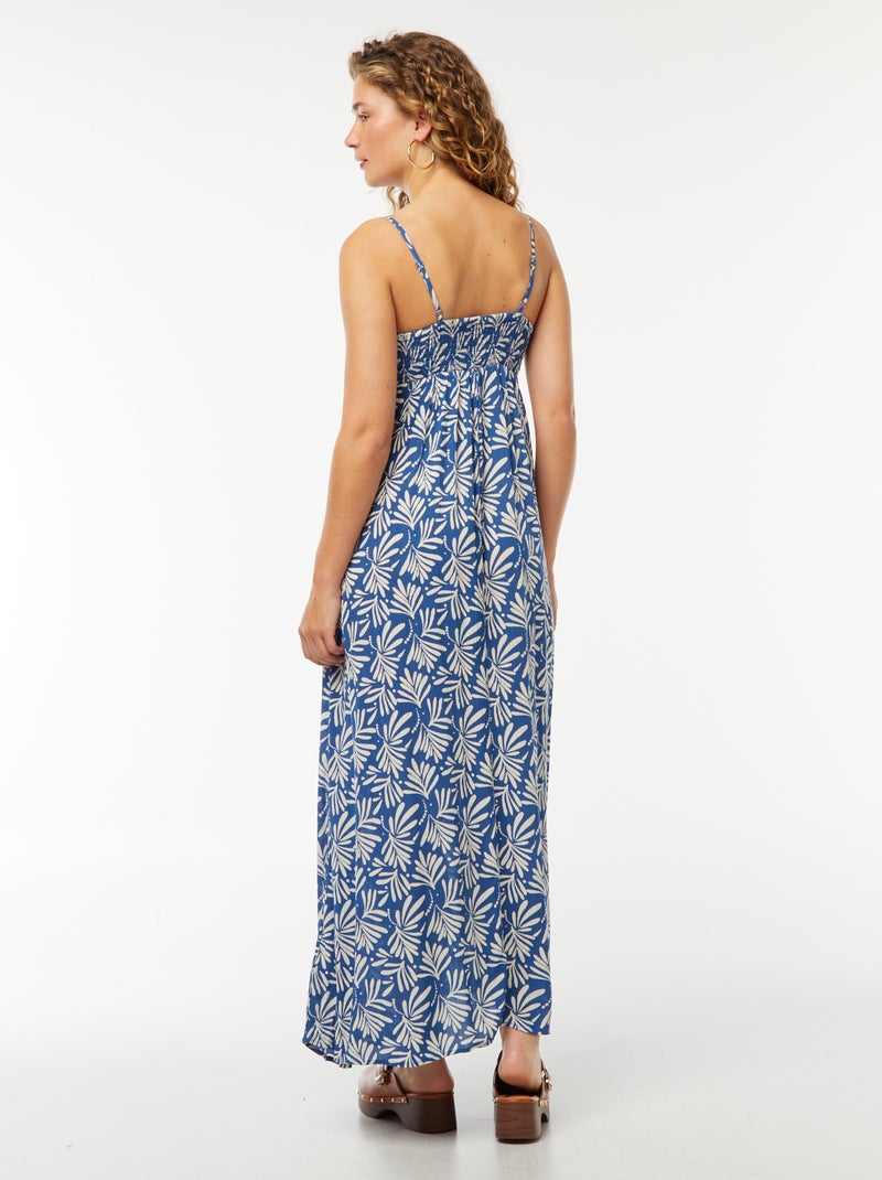 Vestido fluido com motivo floral e alças finas reguláveis Azul - Kiabi