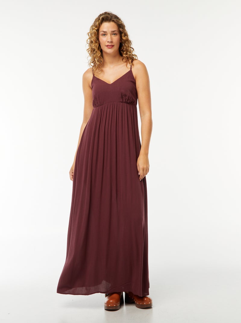 Vestido fluido com motivo floral e alças finas reguláveis Violeta - Kiabi