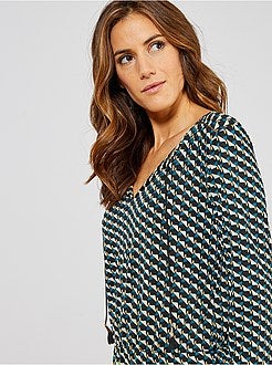 Vestido fluido com motivos geométricos - Kiabi