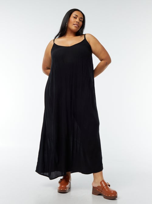 Vestido fluido comprido com alças finas ajustáveis - Kiabi