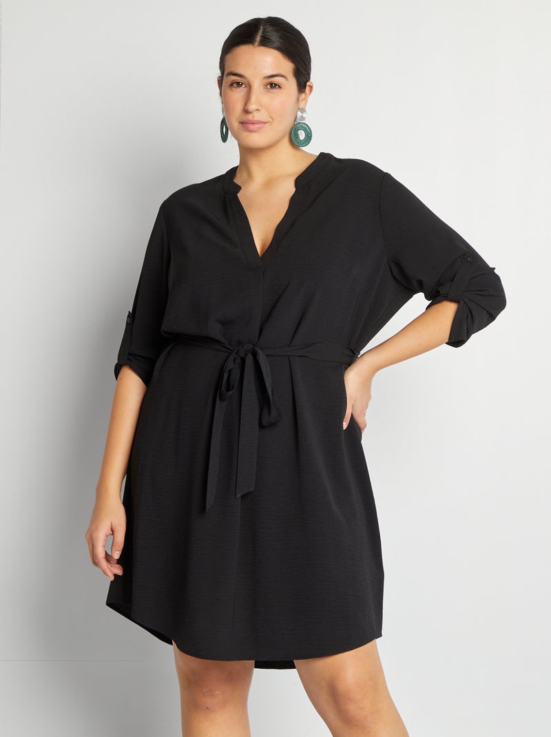 Vestido fluido de malha crepe Preto - Kiabi