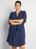 Vestido fluido de malha crepe PRETO - Kiabi