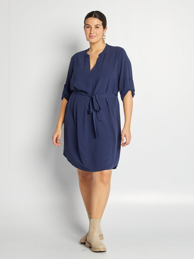 Vestido fluido de malha crepe PRETO - Kiabi