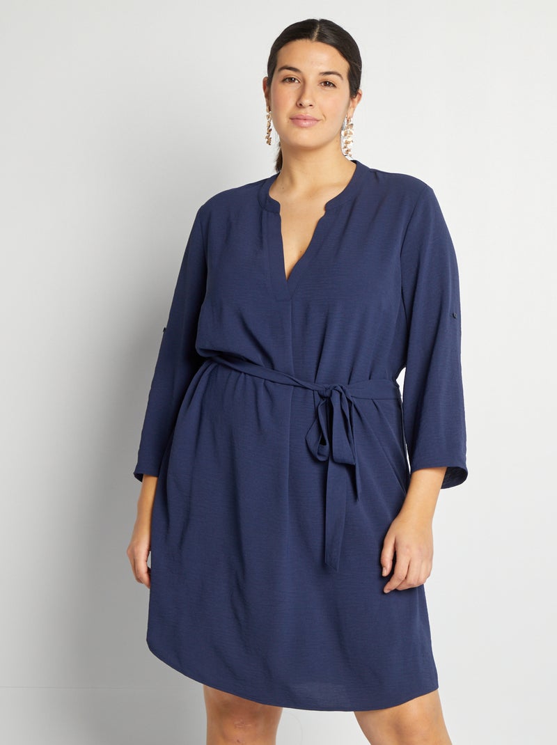 Vestido fluido de malha crepe PRETO - Kiabi