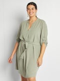 Vestido fluido de malha crepe VERDE - Kiabi