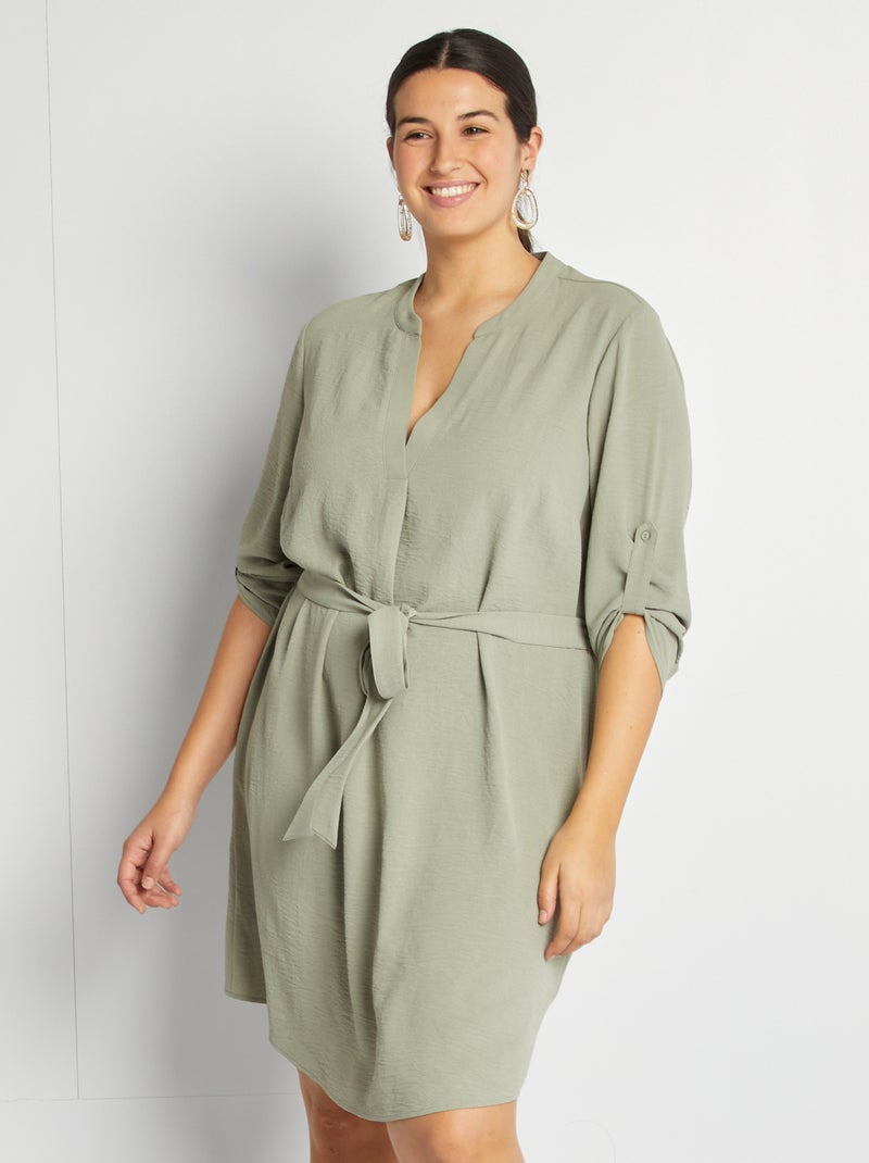 Vestido fluido de malha crepe VERDE - Kiabi