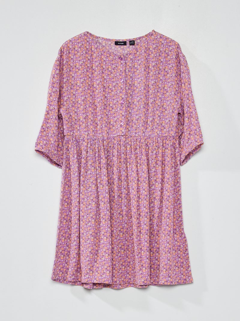 Vestido fluido e leve com motivos florais VIOLETA - Kiabi