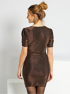 Vestido fluido em malha bisou - Kiabi