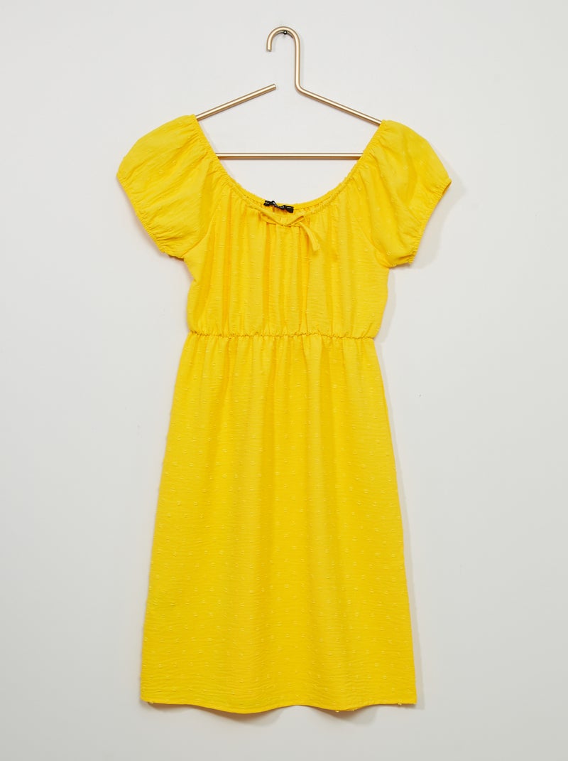 Vestido fluido em ponto cheio AMARELO - Kiabi