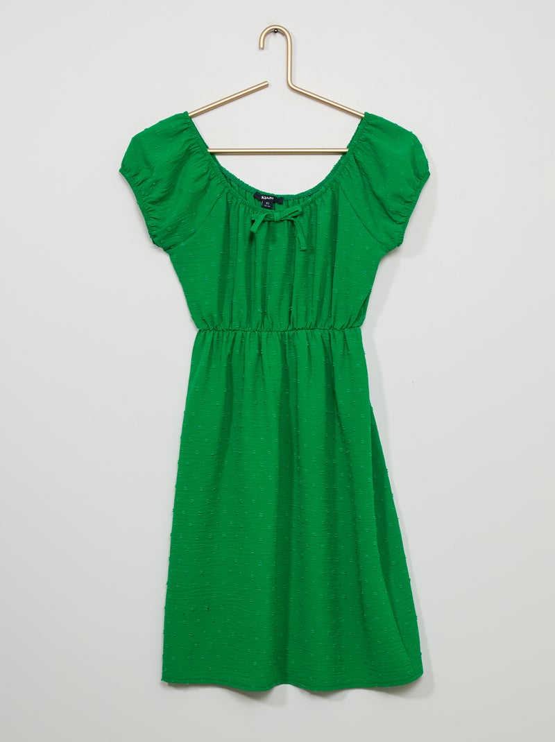 Vestido fluido em ponto cheio VERDE - Kiabi