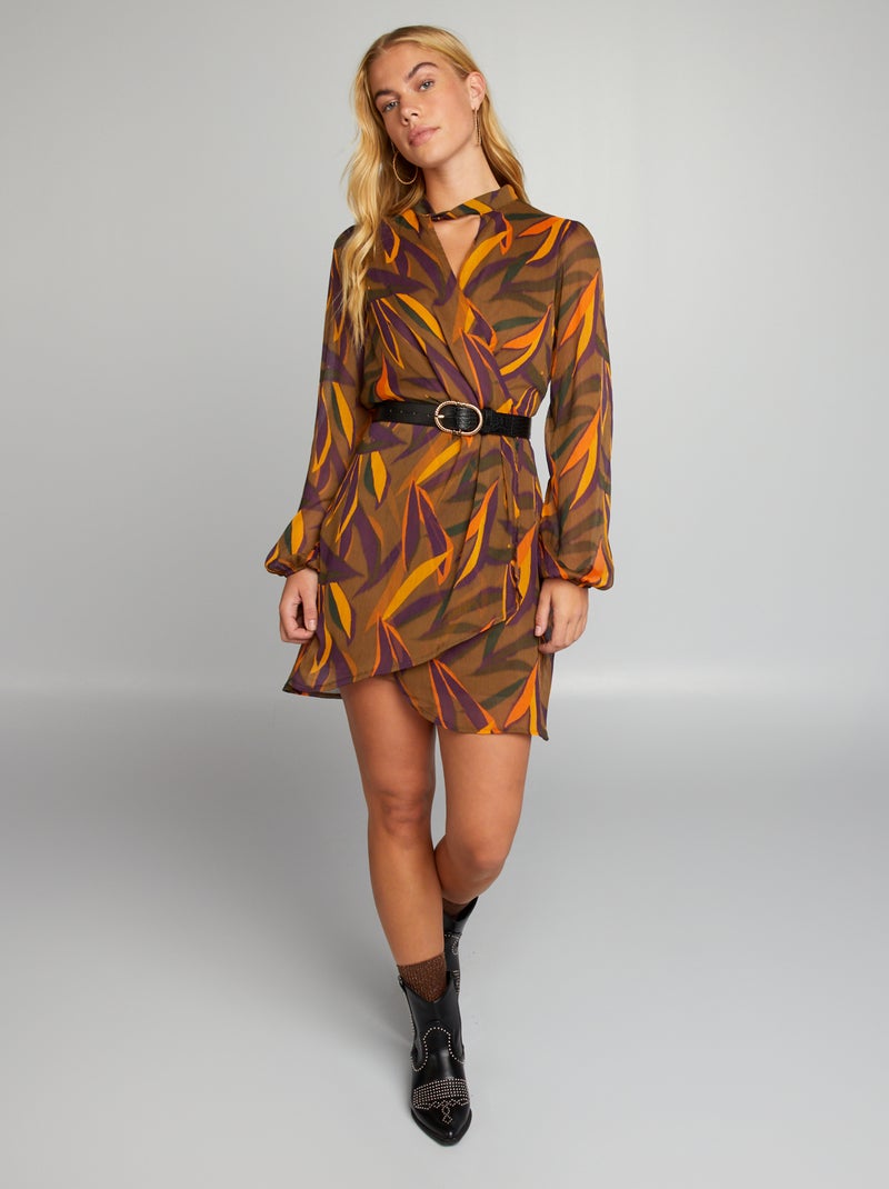 Vestido fluido em voile CASTANHO - Kiabi