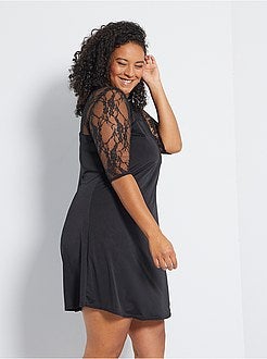 Vestido fluido mangas em renda - Kiabi