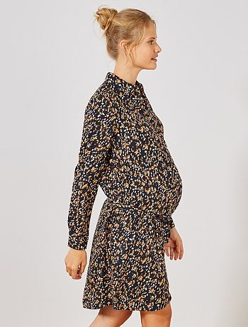 Vestido fluido pré-mamã com estampado 'flores' - Kiabi