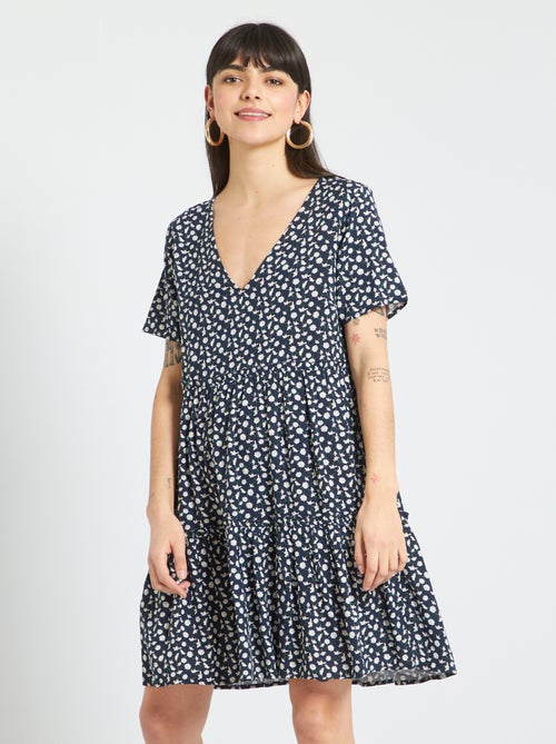 Vestido fluido semi-comprido com camadas - Kiabi