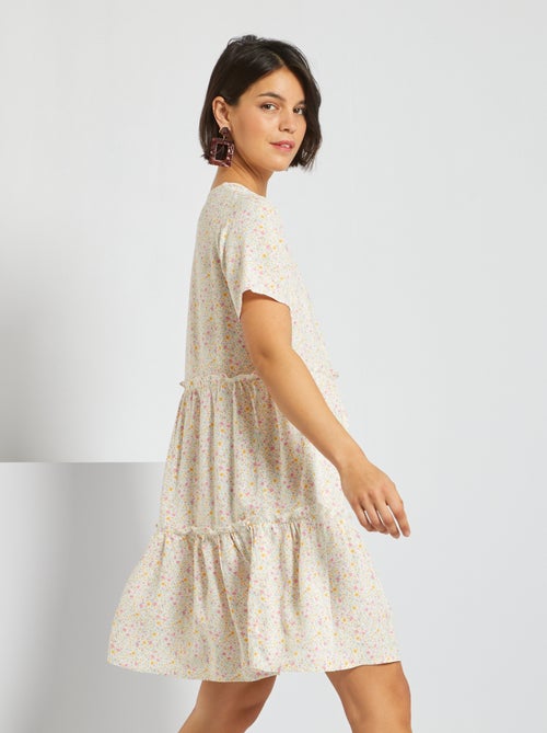 Vestido fluido semi-comprido com camadas - Kiabi