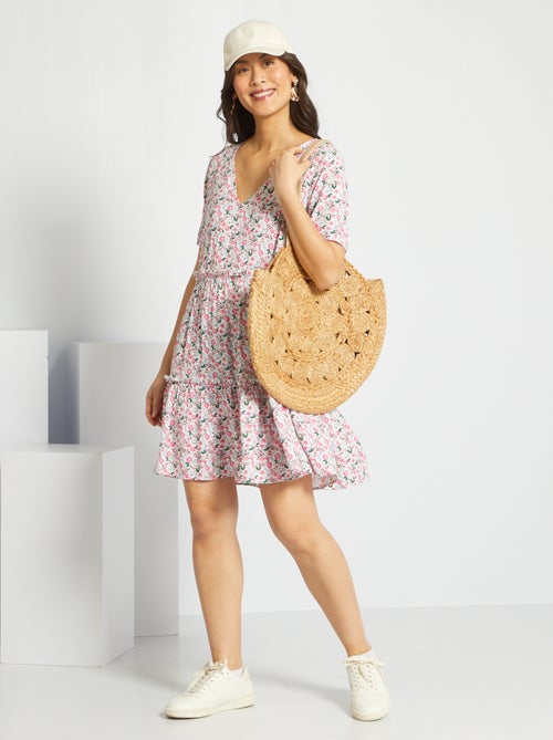 Vestido fluido semi-comprido com camadas - Kiabi