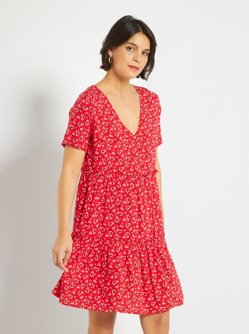 Vestido fluido semi-comprido com camadas - Kiabi