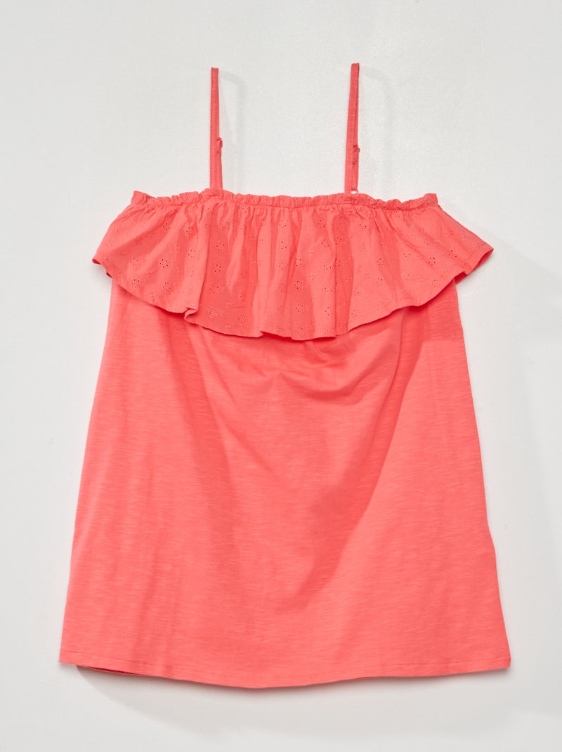 Vestido folheado com bordado ROSA - Kiabi