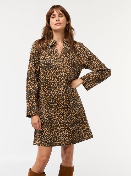 Vestido ganga leopardo - Kiabi