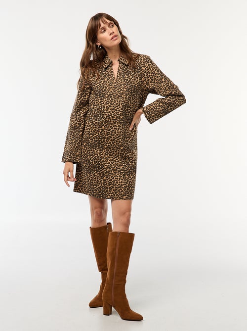 Vestido ganga leopardo - Kiabi