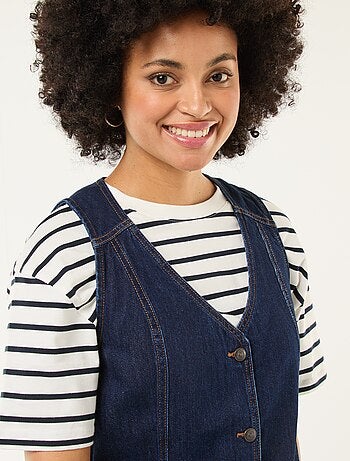 Vestido ganga sem mangas em algodão