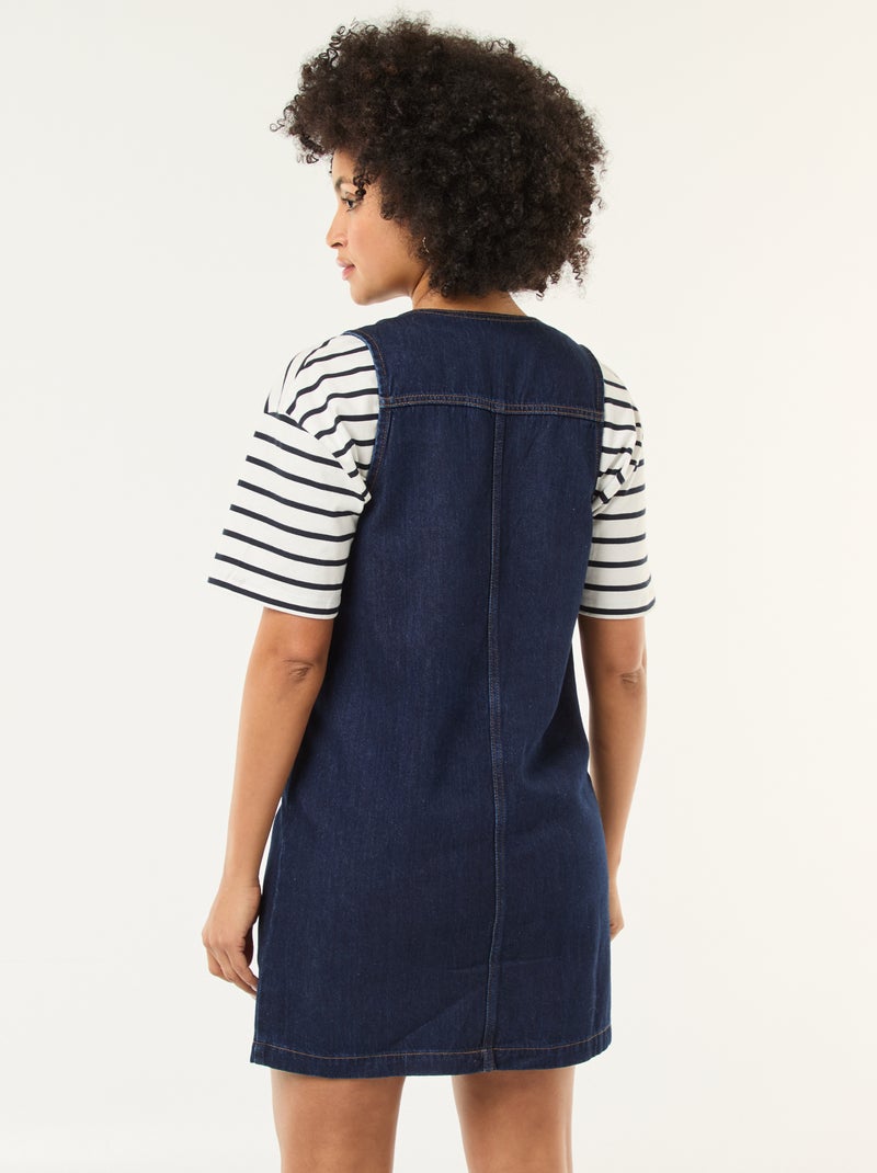 Vestido ganga sem mangas em algodão Azul - Kiabi