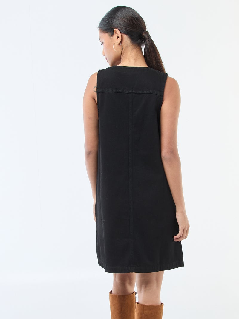 Vestido ganga sem mangas em algodão Preto - Kiabi