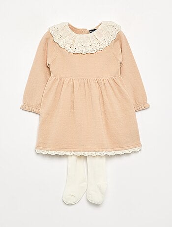 Vestido gola Claudine + collants