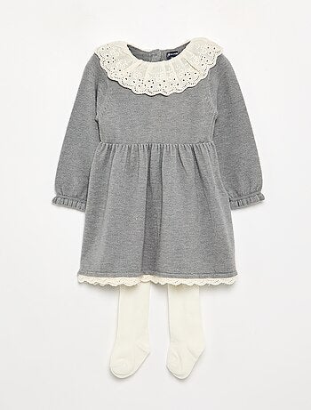 Vestido gola Claudine + collants