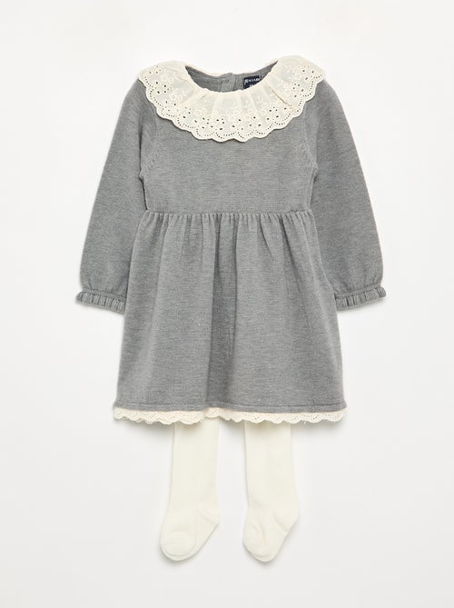Vestido gola Claudine + collants - Kiabi