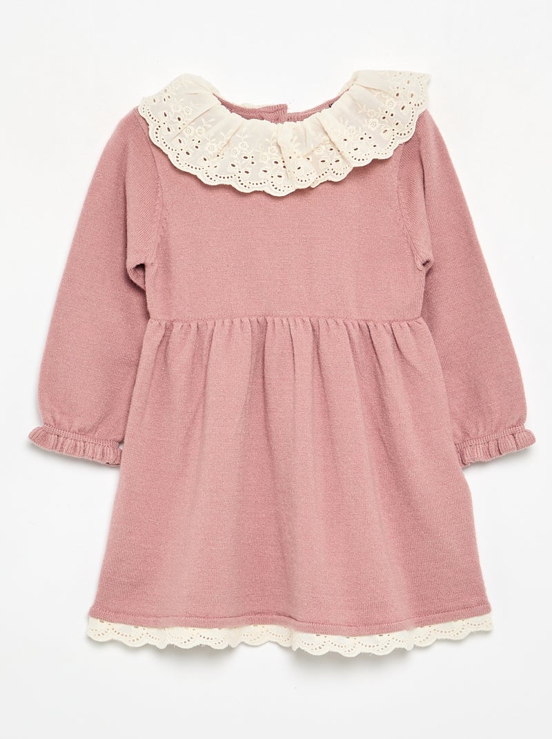 Vestido gola Claudine + collants Rosa - Kiabi
