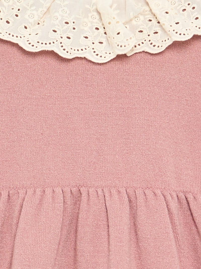 Vestido gola Claudine + collants Rosa - Kiabi