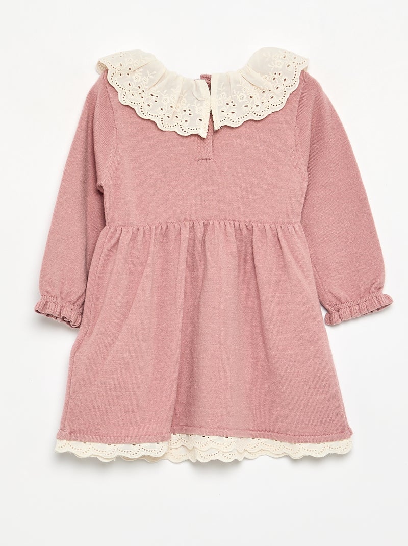 Vestido gola Claudine + collants Rosa - Kiabi