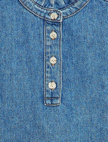 Vestido gola mao em ganga