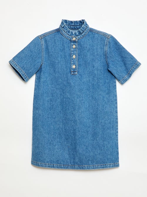 Vestido gola mao em ganga - Kiabi